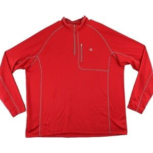 Champion Elite Red Quarter Zip Long Sleeve Pullover Men XXL Athletic Shirt‎